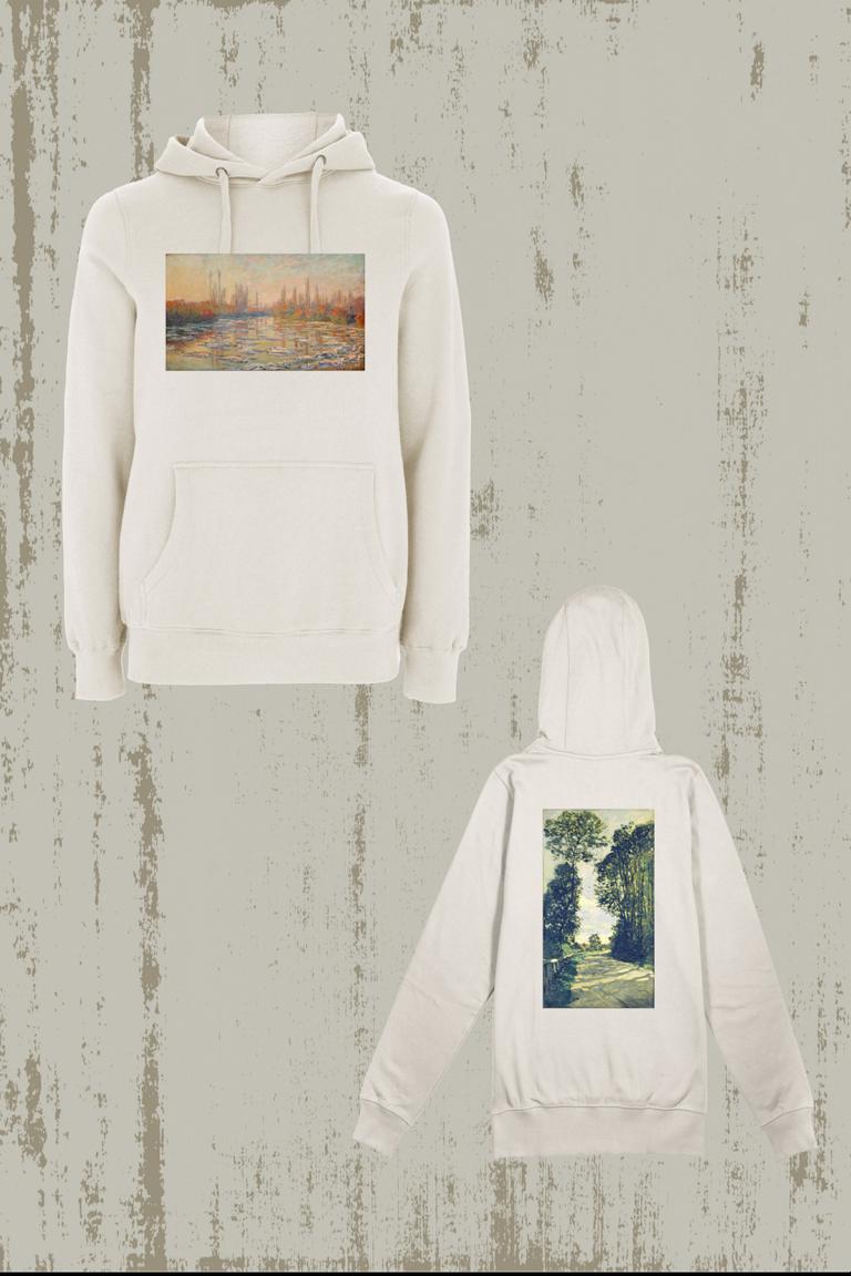 BE ART - Road to Farm X Floating Ice / By Claude Monet | Hoodie