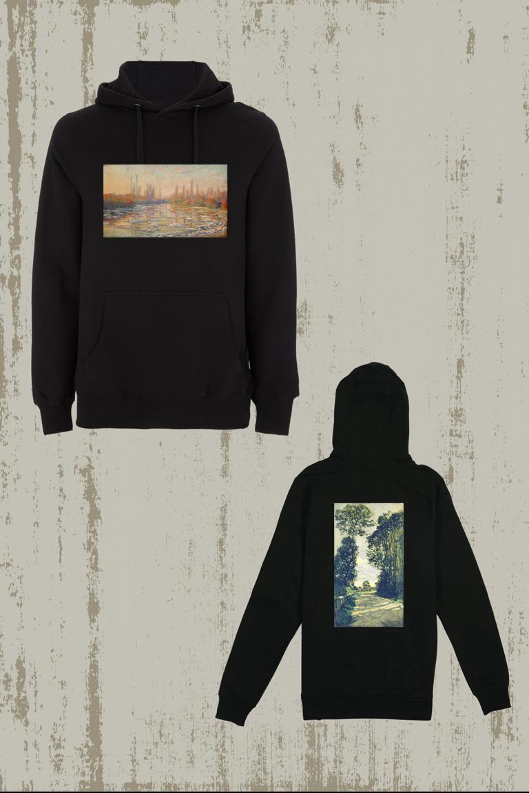 BE ART - Road to Farm X Floating Ice / By Claude Monet | Hoodie