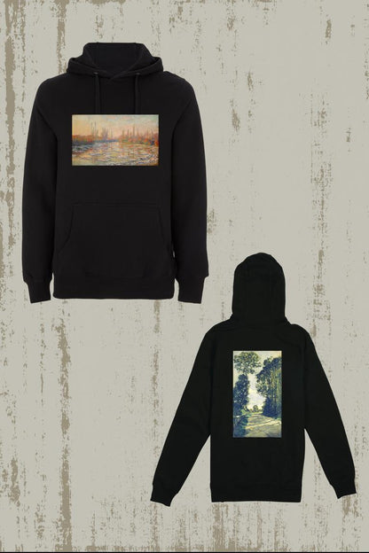 BE ART - Road to Farm X Floating Ice / By Claude Monet | Hoodie