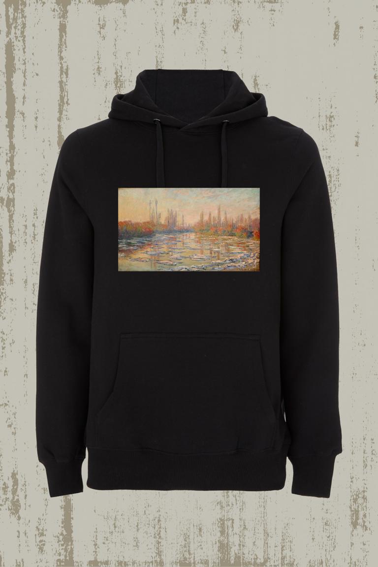 BE ART - Road to Farm X Floating Ice / By Claude Monet | Hoodie