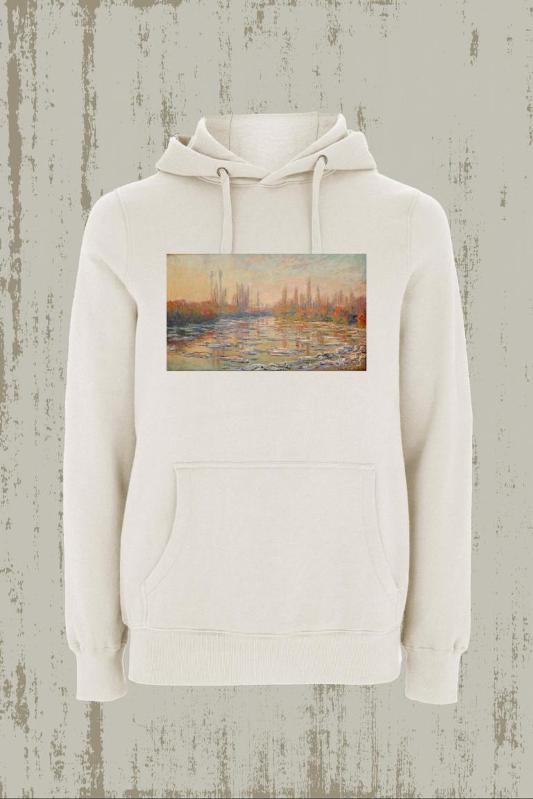 BE ART - Road to Farm X Floating Ice / By Claude Monet | Hoodie