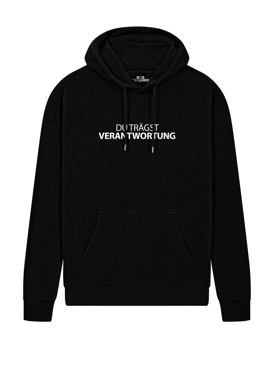 Hidden Heroes Hoodie schwarz mit weißer Schrift DU TRÄGST VERANTWORTUNG